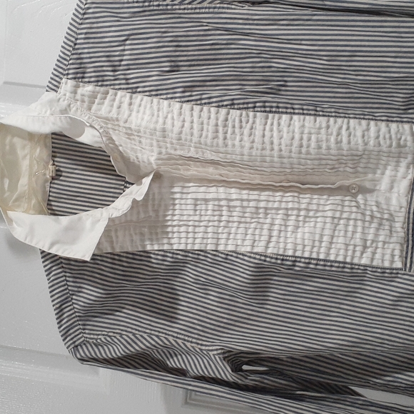 J. Crew Tuxedo Style Striped Shirt size S White Pleats Tuxedo Look - Picture 2 of 3